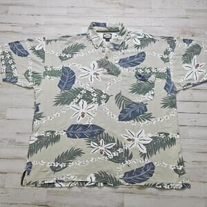 Vintage Tommy Bahama Polo Mens XL Hawaiian Floral Short Sleeve 100% cotton